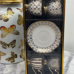 Gold & White Decorative Porcelain Tea Cup Set